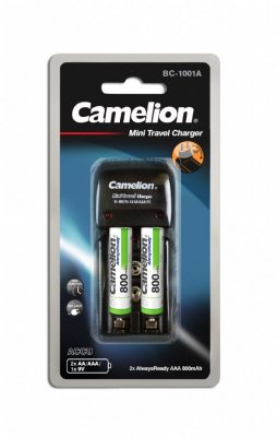 Camelion Ni-MH laddare (rese-) BC-1001A med 2 AAA 800 mAh, 1-pack, "laddar över natten"