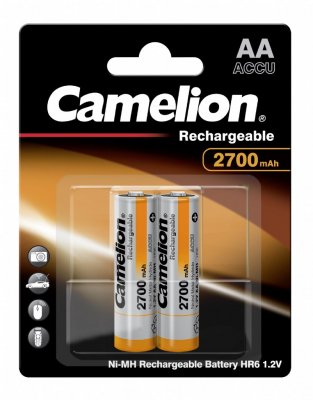 Camelion AA 2700 mAh, laddningsbara Ni-MH batterier, 2-pack